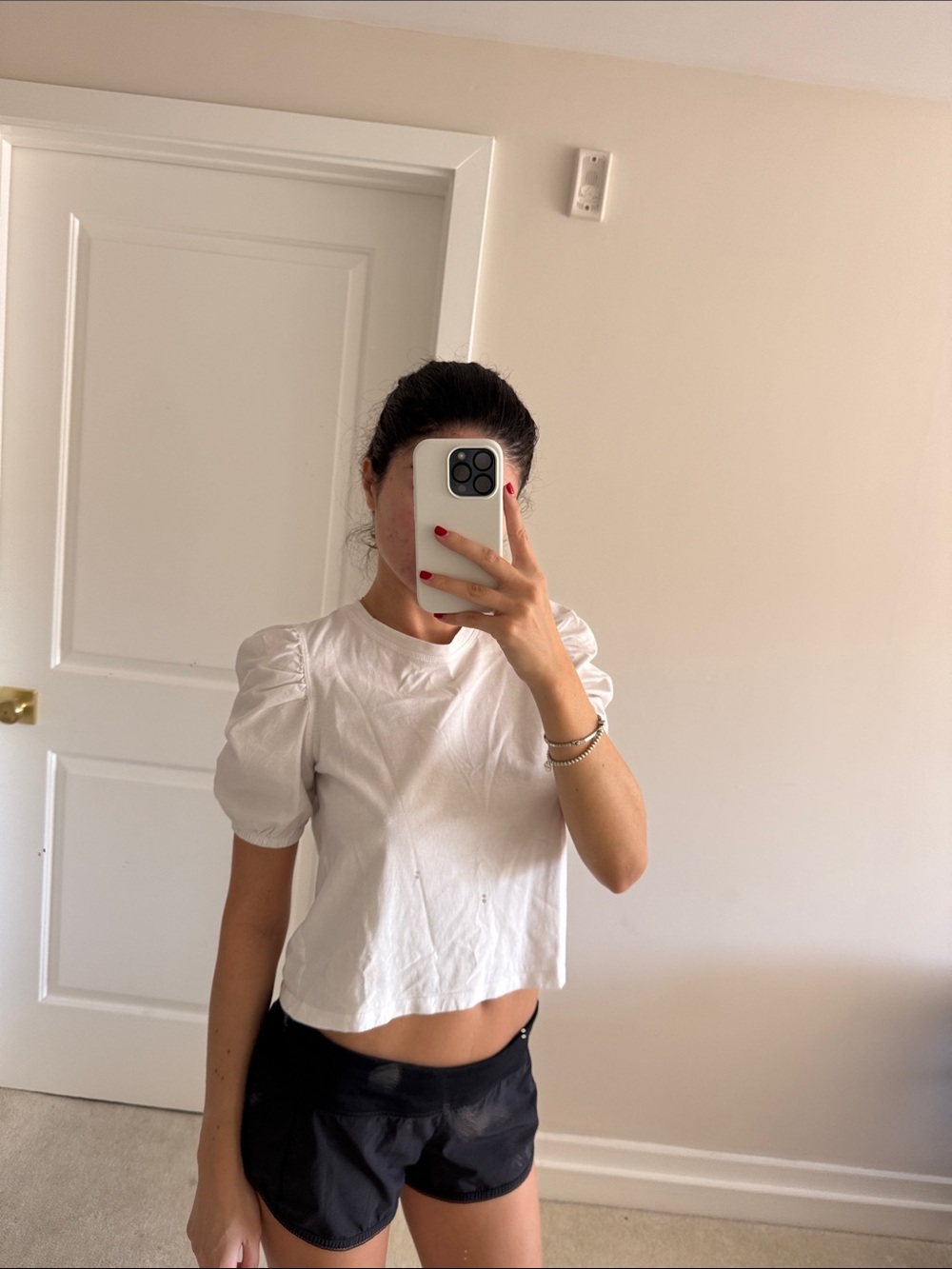 Zara White Puff Sleeve Crop Top